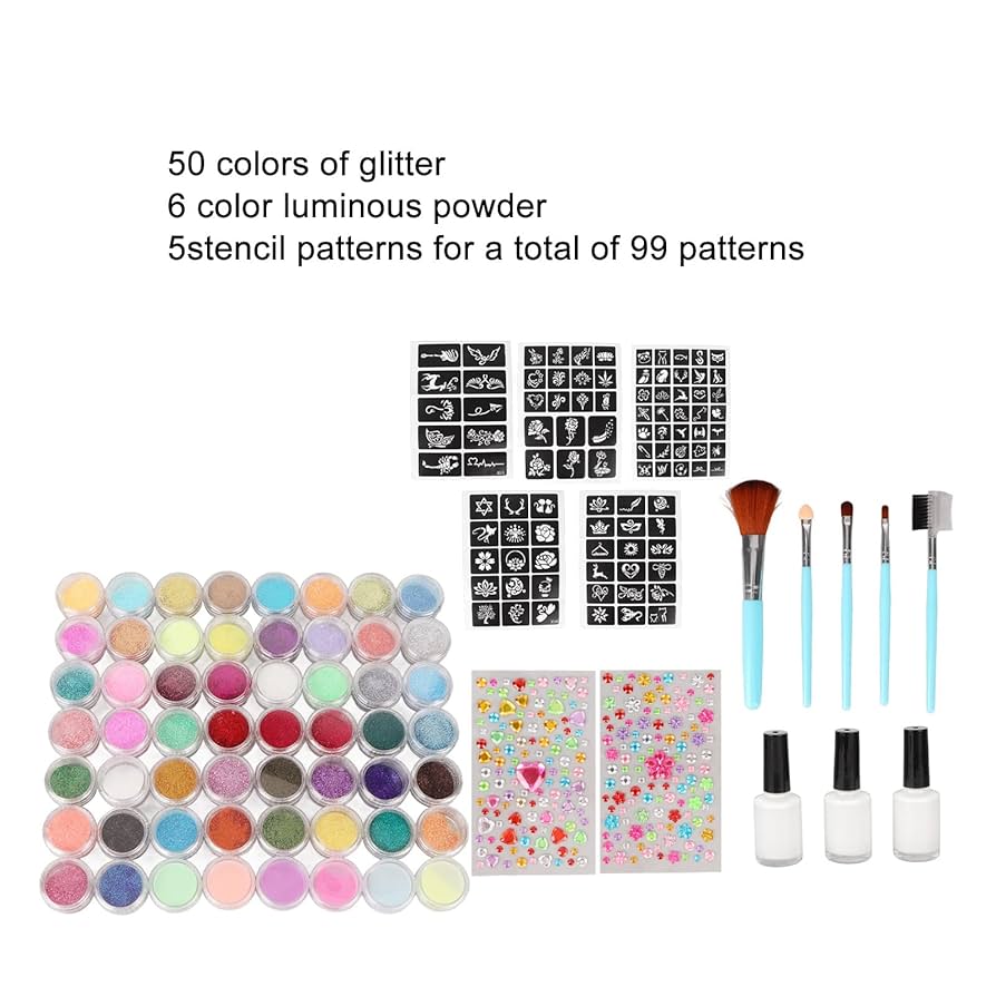 ダイヤモンドタトゥー グリッターセット 36本 + パターンブック ボディジュエリー スターターセットF (GJ-006) ケース付き